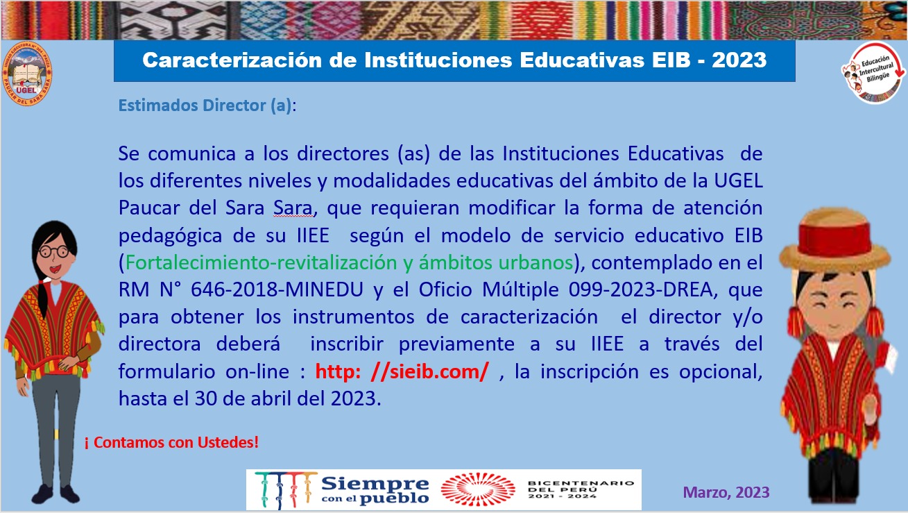 CARACTERIZACIÓN DE INSTITUCIONES EDUCATIVAS EIB – 2023